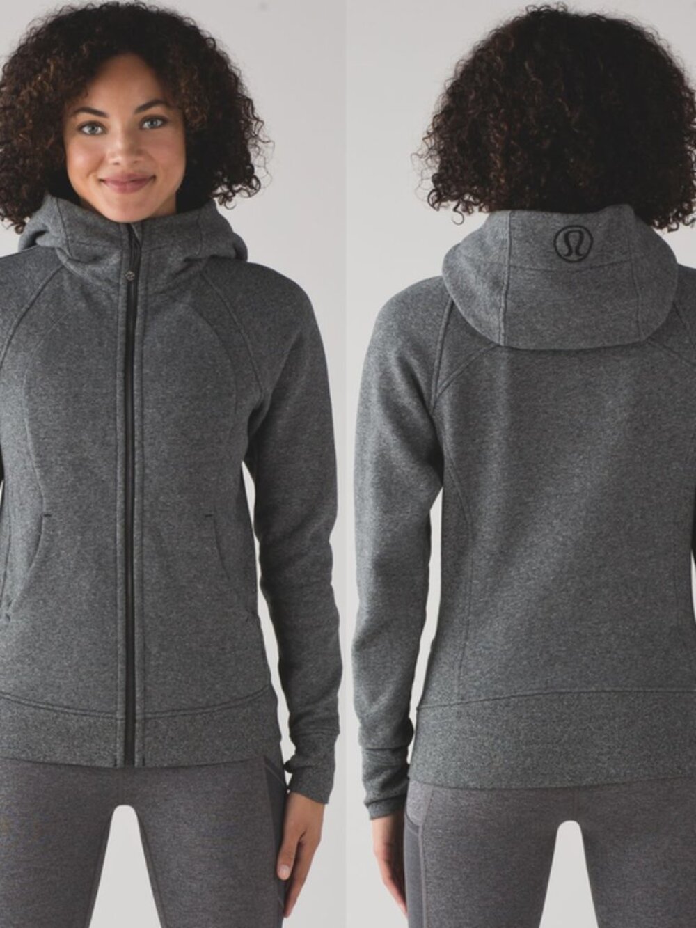 Lululemon Scuba Hoodie Grey Cotton Fleece Zip-Front
